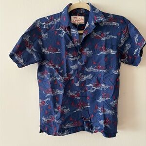 Kahala Hawaiian Boys Blue and Red Patterned Shirt